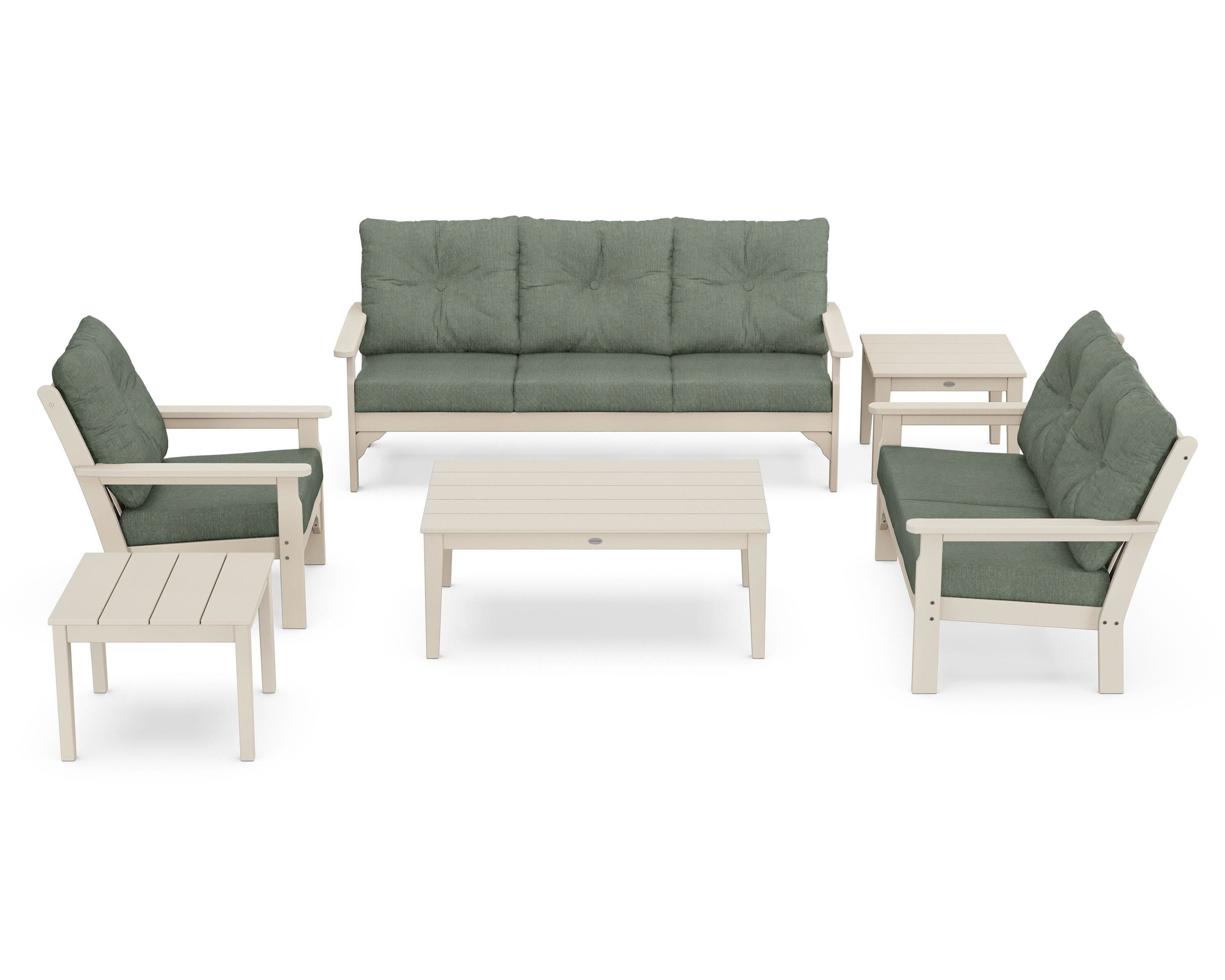 POLYWOOD® Vineyard 6-Piece Deep Seating Set in Sand / Cast Sage