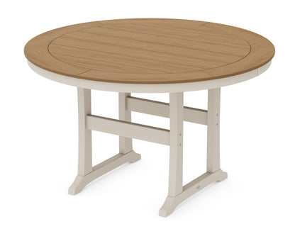 POLYWOOD® Nautical Trestle 60" Round Counter Table in Sand / Natural