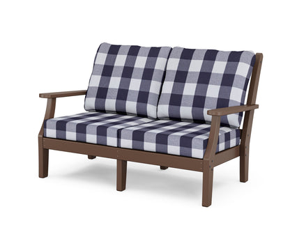 Country Living Wovendale Deep Seating Loveseat in Mahogany / Buffalo Plaid Navy