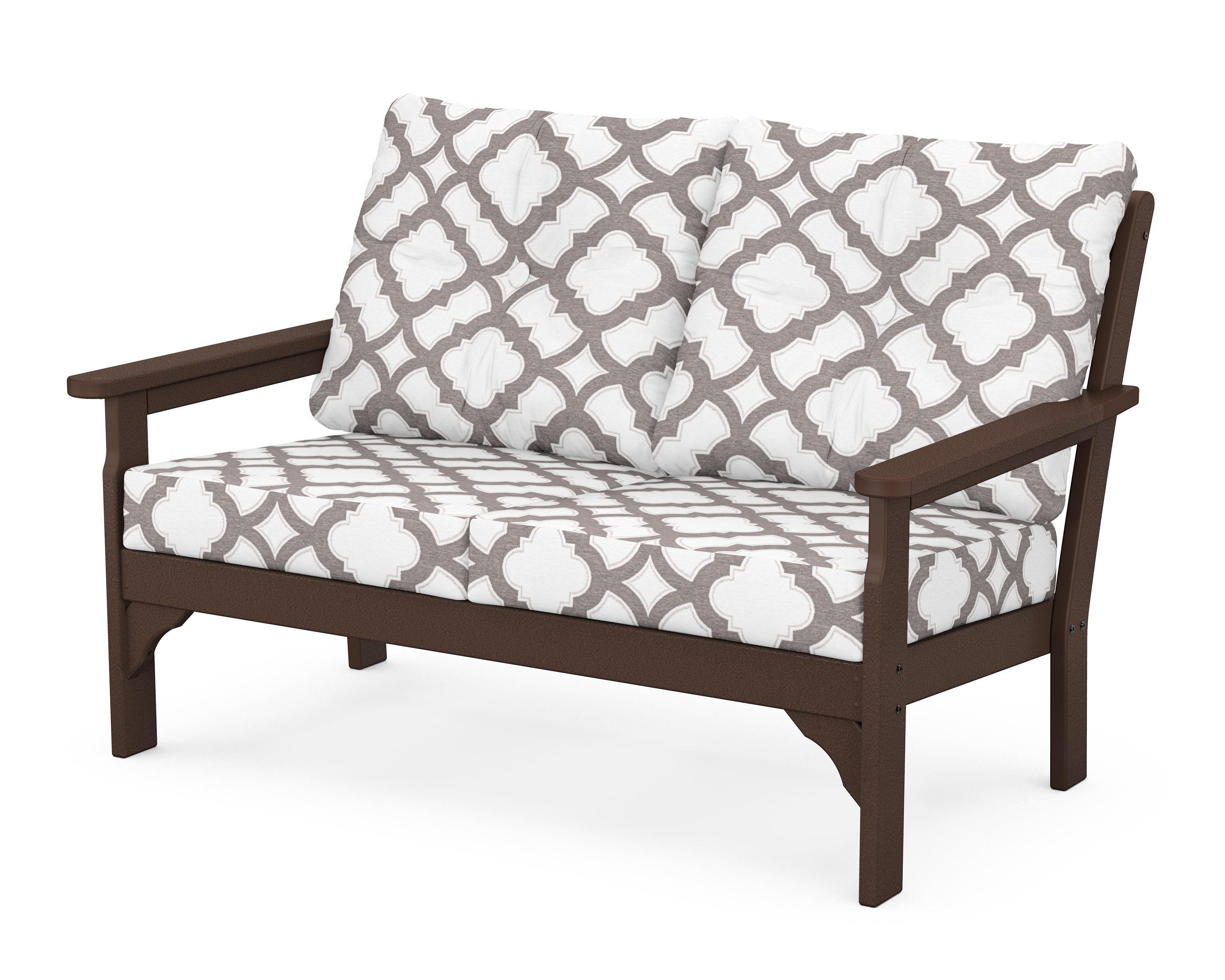 POLYWOOD® Vineyard Deep Seating Loveseat in Mahogany / Trellis Grey Mist