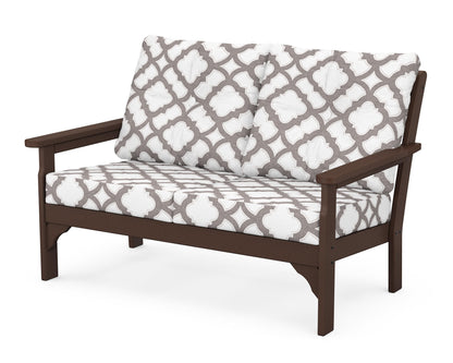 POLYWOOD® Vineyard Deep Seating Loveseat in Mahogany / Trellis Grey Mist