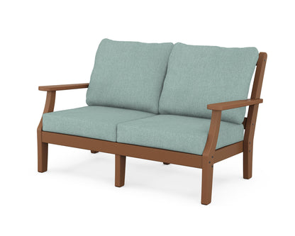 Martha Stewart by POLYWOOD® Chinoiserie Deep Seating Loveseat in Teak / Glacier Spa
