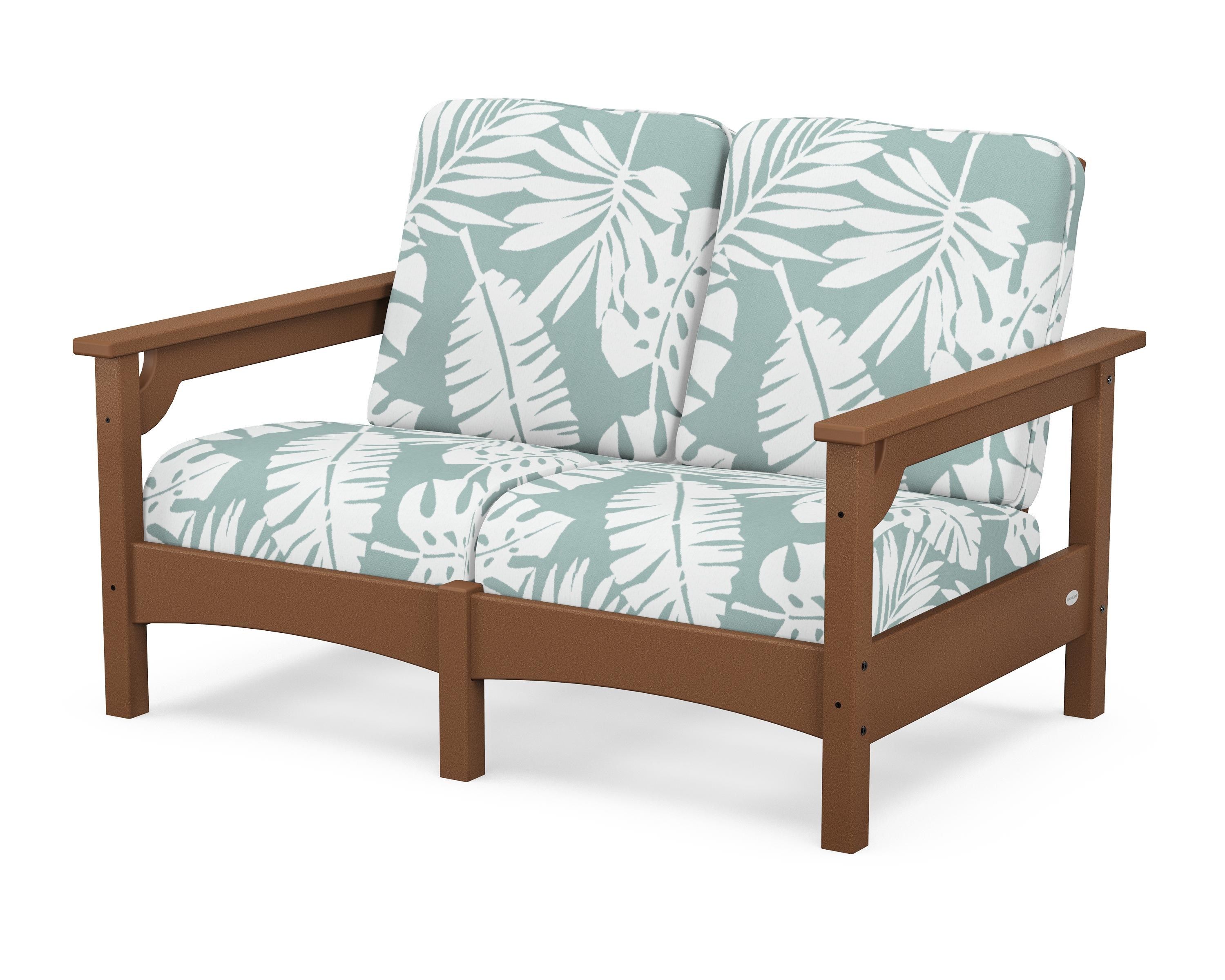 POLYWOOD® Club Loveseat in Teak / Leaf Glacier Spa