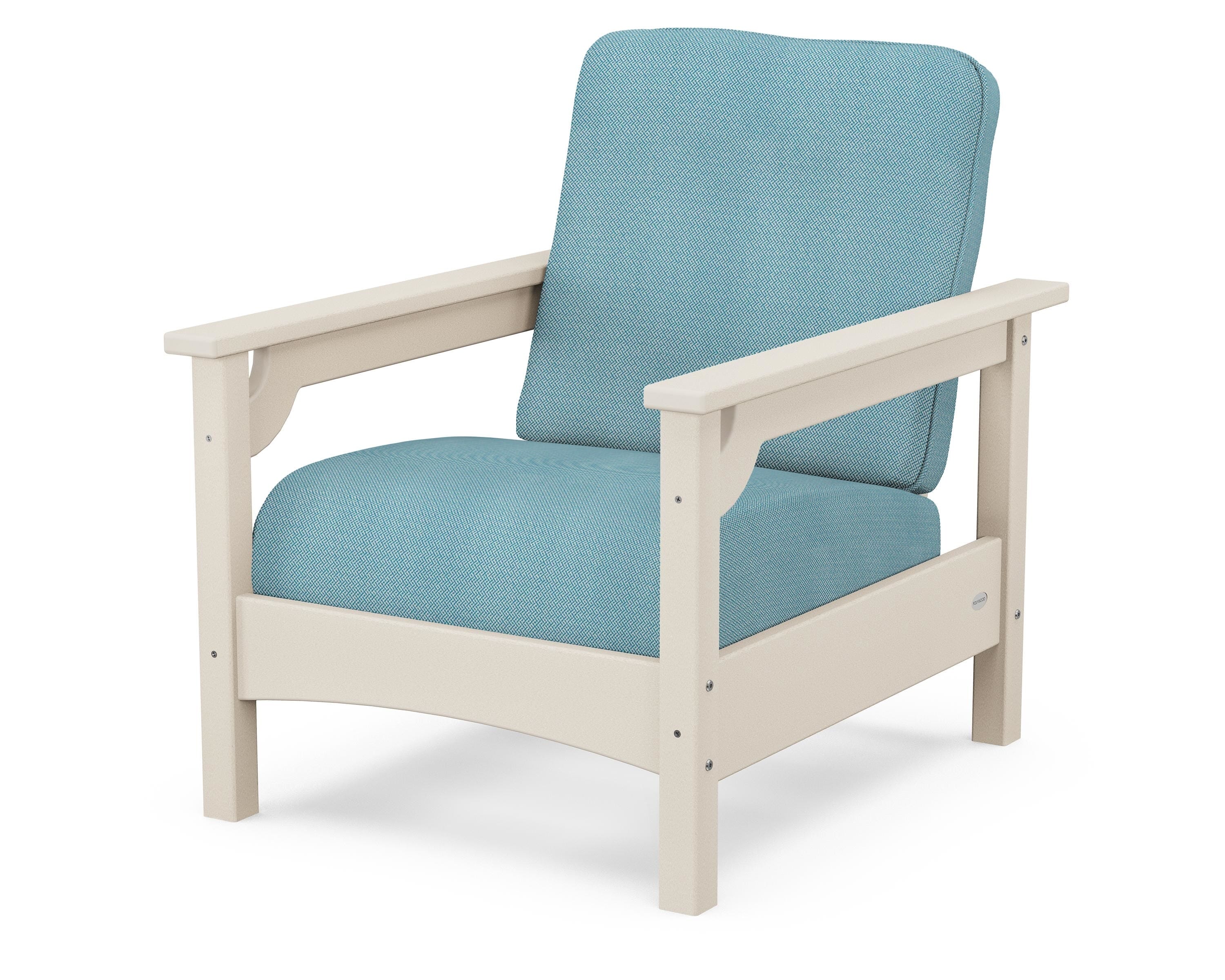POLYWOOD® Club Chair in Sand / Lattice Sky Blue