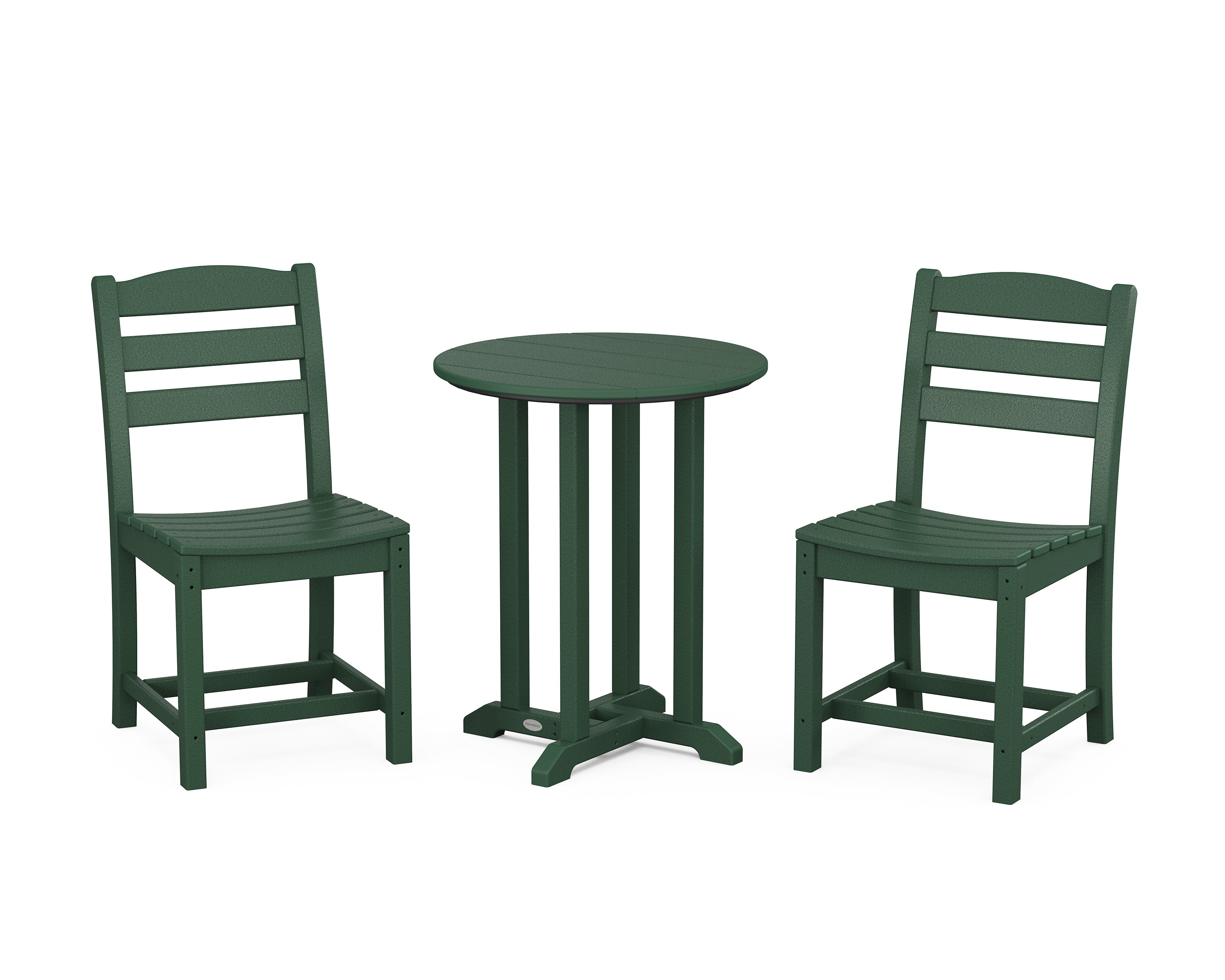 POLYWOOD® La Casa Café Side Chair 3-Piece Round Bistro Dining Set in Green