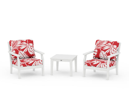 Draper James™ by  POLYWOOD® Savannah 3-Piece Deep Seating Set in White / Leaf Crimson