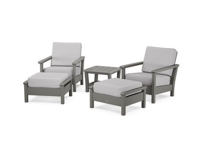 POLYWOOD® Harbour 5-Piece Deep Seating Chair Set in Slate Grey / Granite