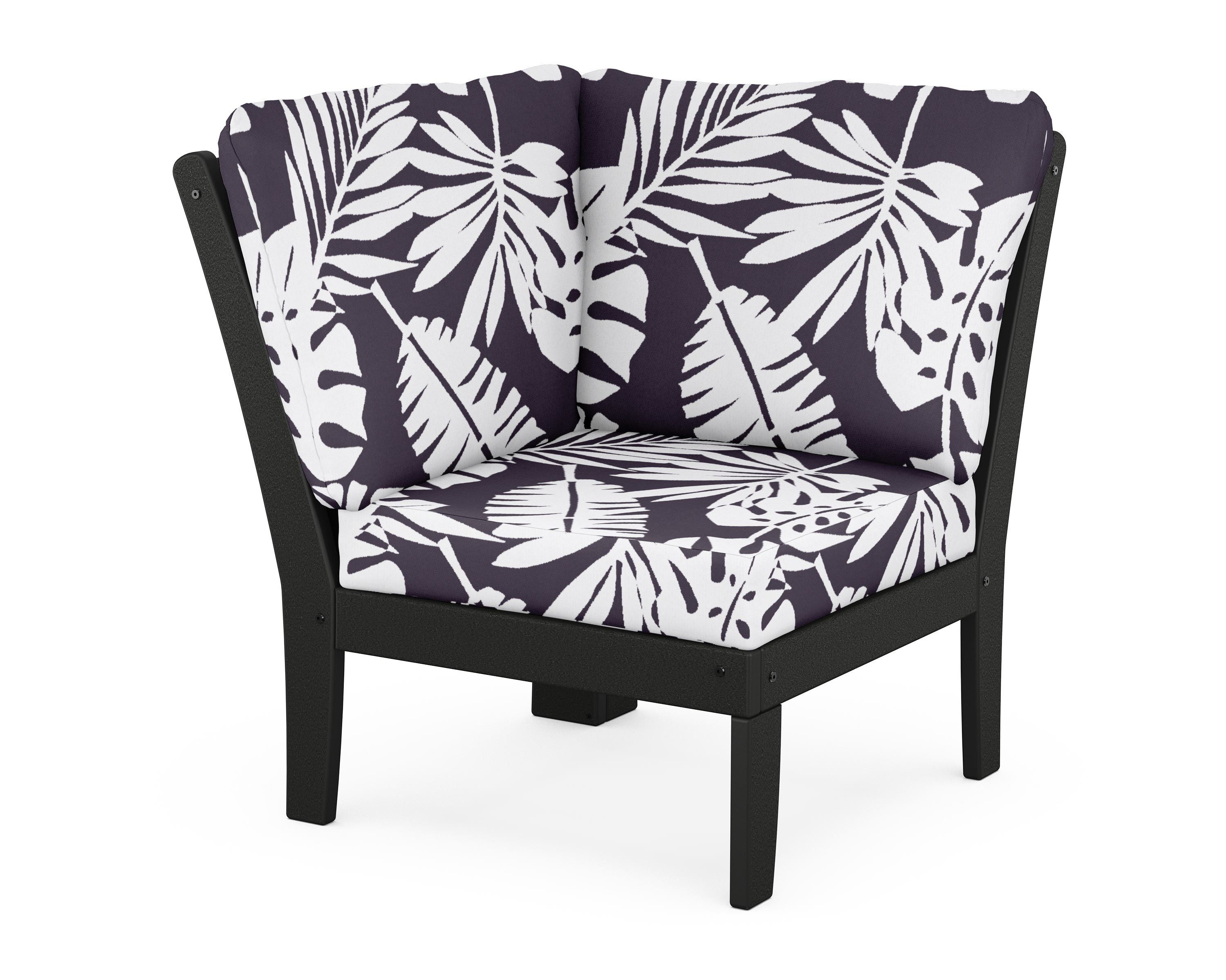 POLYWOOD® Braxton Modular Corner Chair in Black / Leaf Navy