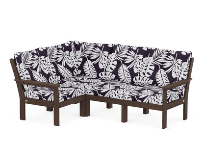 POLYWOOD® Vineyard 4-Piece Sectional in Mahogany / Leaf Navy
