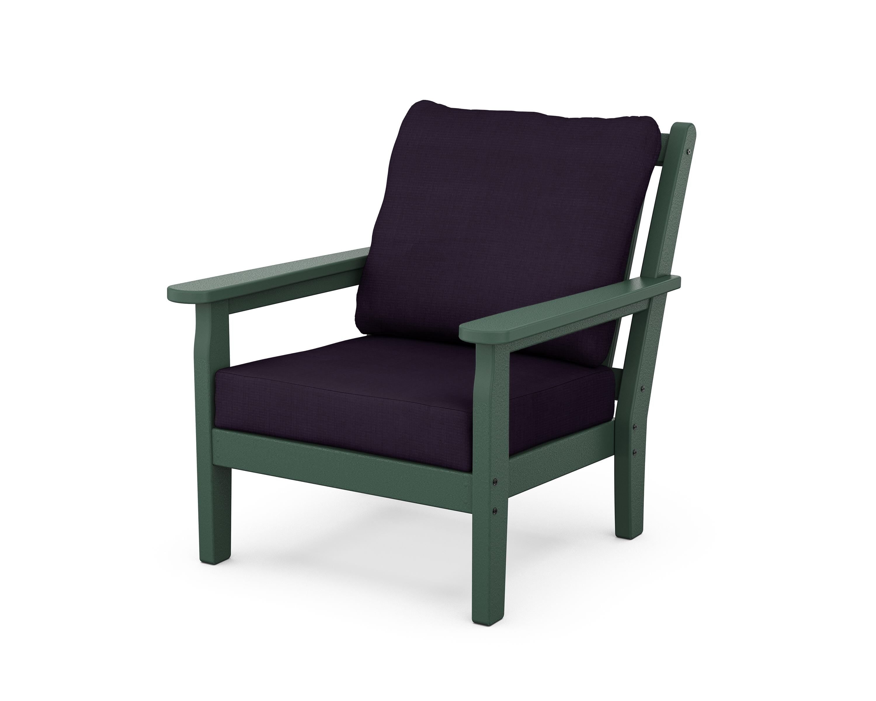 POLYWOOD® Chippendale Deep Seating Chair in Green / Navy Linen