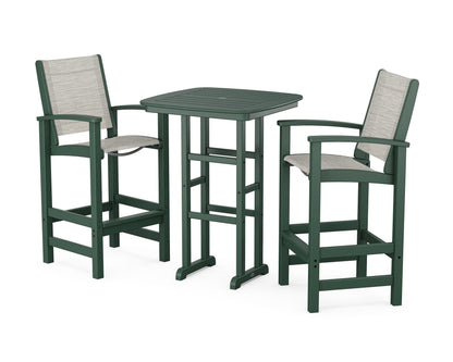 POLYWOOD® Coastal 3-Piece Bar Set in Green / Birch Sling