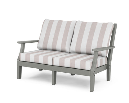 Country Living Wovendale Deep Seating Loveseat in Slate Grey / Cabana Stripe Dune Burlap