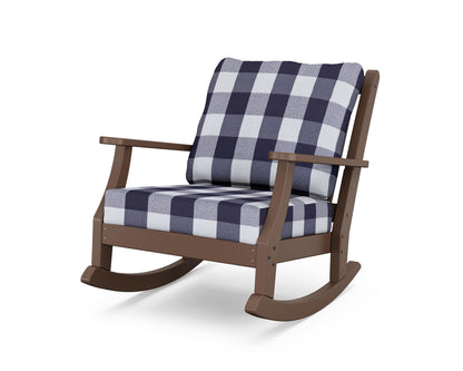 Country Living Wovendale Deep Seating Rocking Chair in Mahogany / Buffalo Plaid Navy