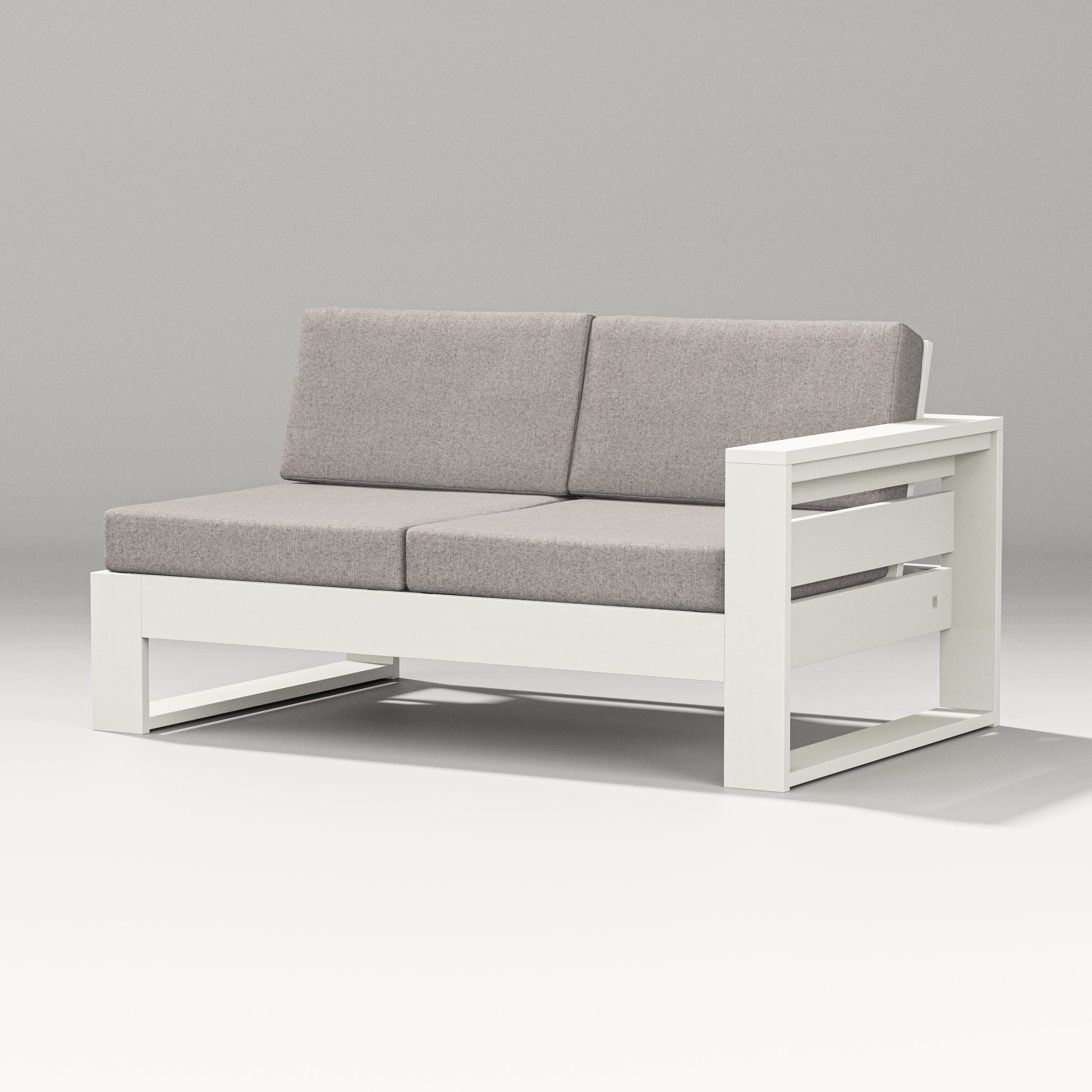PW Designer Series Latitude Modular Right Arm Loveseat in Vintage White / Weathered Tweed