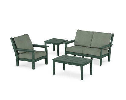 POLYWOOD® Chippendale 4-Piece Deep Seating Set in Green / Cast Sage