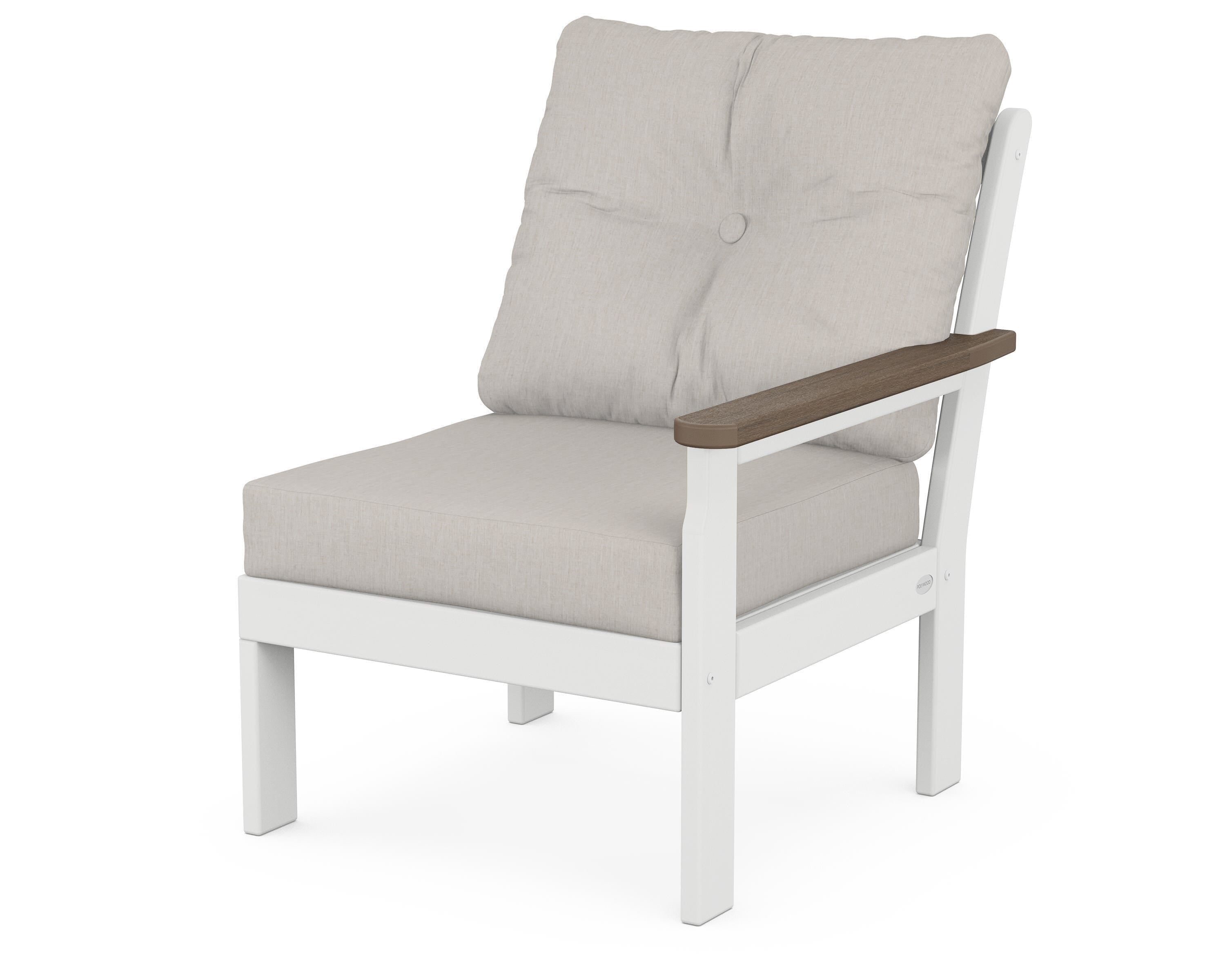 POLYWOOD® Vineyard Modular Right Arm Chair in White / Kona / Cast Ash