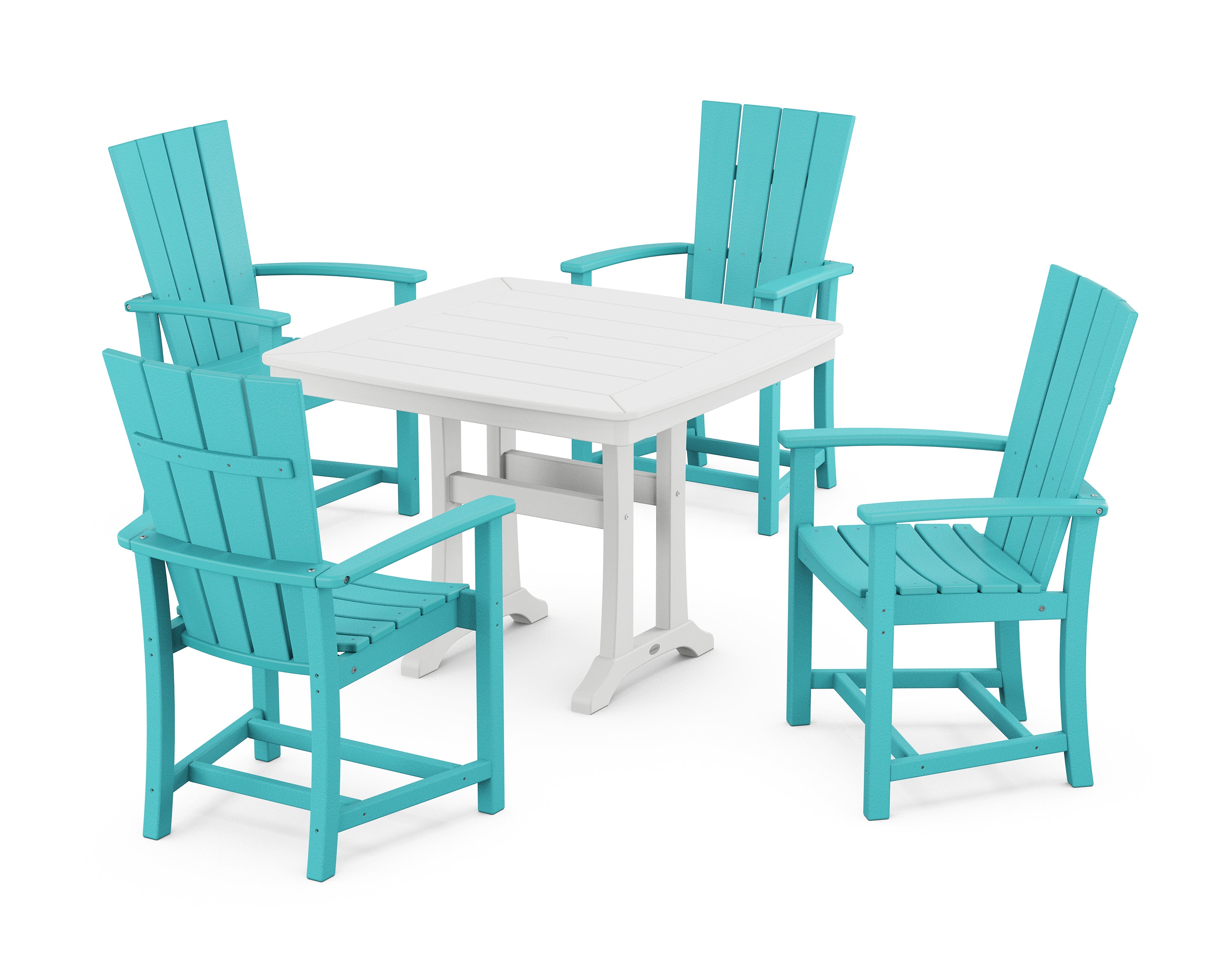 POLYWOOD® Quattro 5-Piece Dining Set with Trestle Legs in Aruba / White