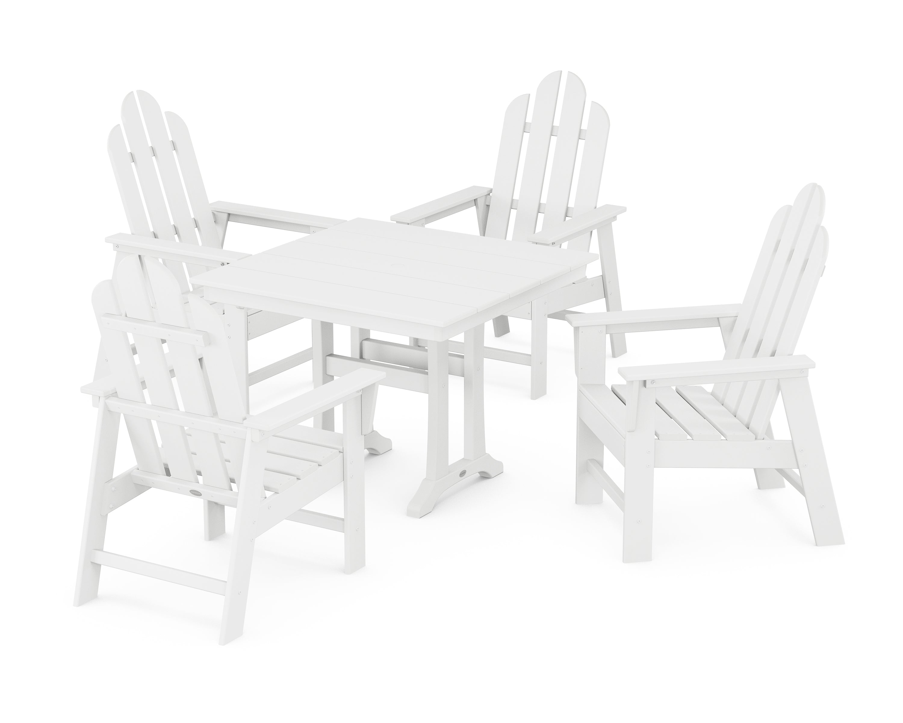 POLYWOOD® Long Island 5-Piece Farmhouse Dining Set With Trestle Legs in White