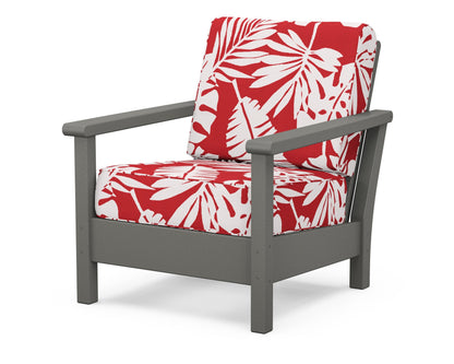 POLYWOOD® Harbour Deep Seating Chair in Slate Grey / Leaf Crimson