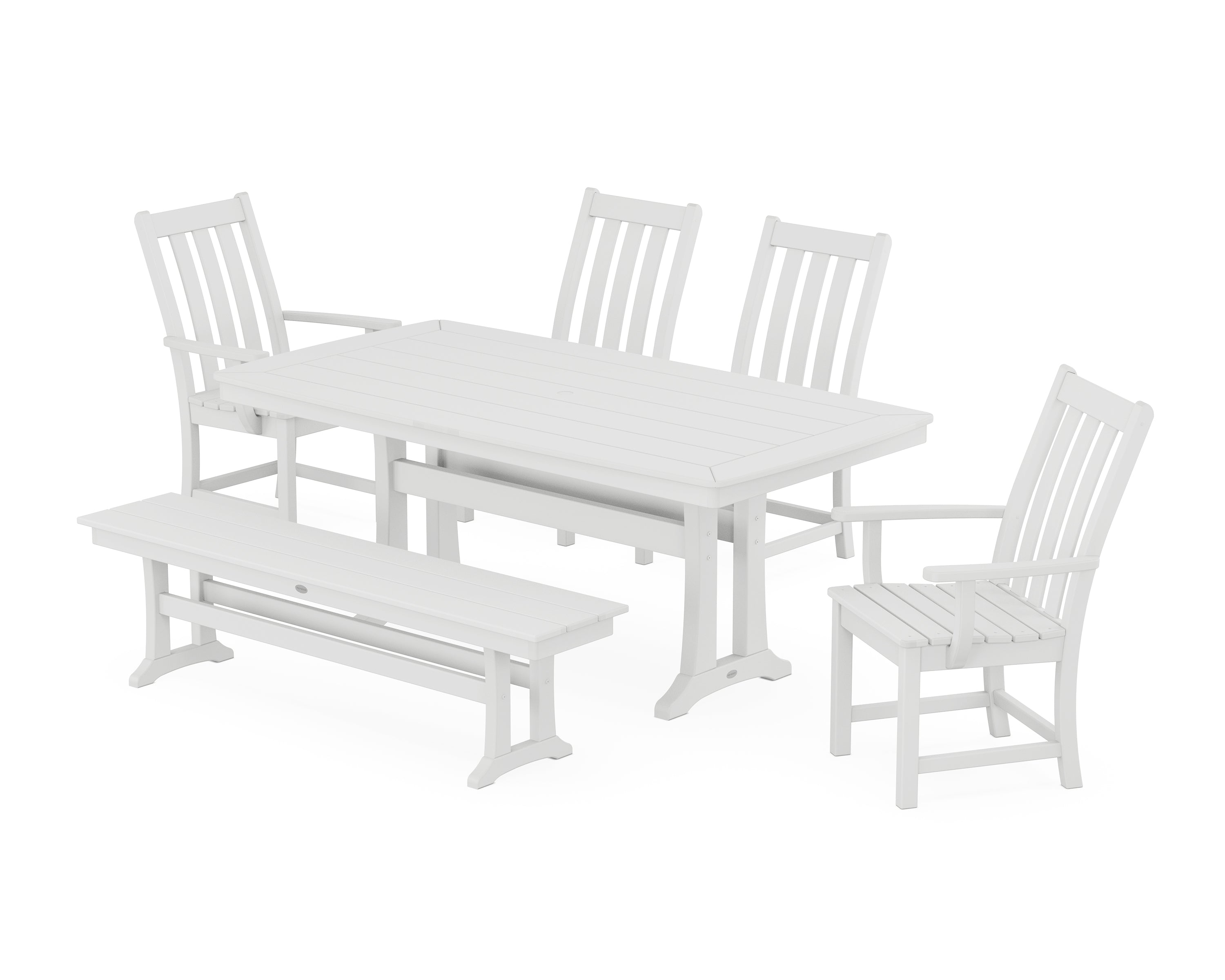 POLYWOOD® Vineyard 6-Piece Dining Set with Trestle Legs in White