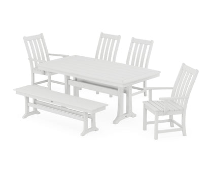POLYWOOD® Vineyard 6-Piece Dining Set with Trestle Legs in White