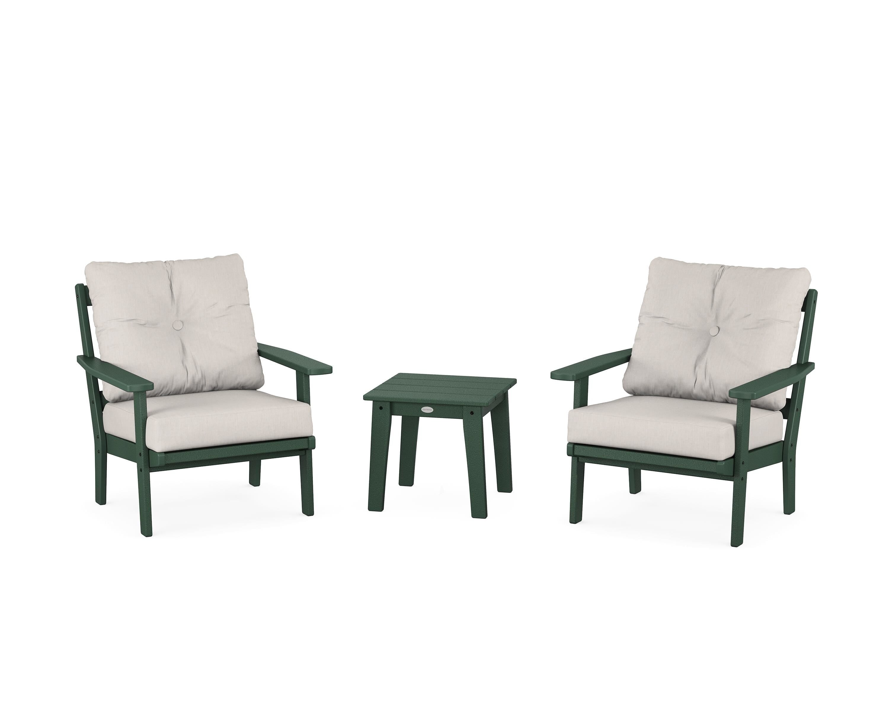 POLYWOOD® Oxford 3-Piece Deep Seating Set in Green / Cast Ash