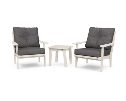 POLYWOOD® Lakeside 3-Piece Deep Seating Chair Set in Sand / Ash Charcoal