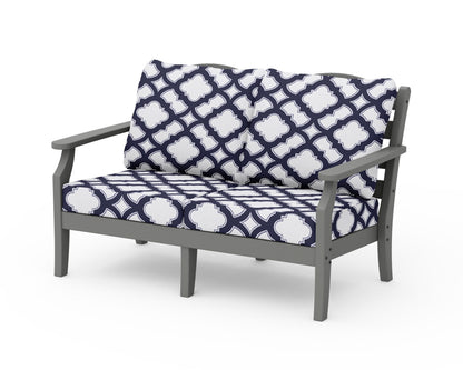 Draper James™ by  POLYWOOD® Savannah Deep Seating Loveseat in Slate Grey / Trellis Navy