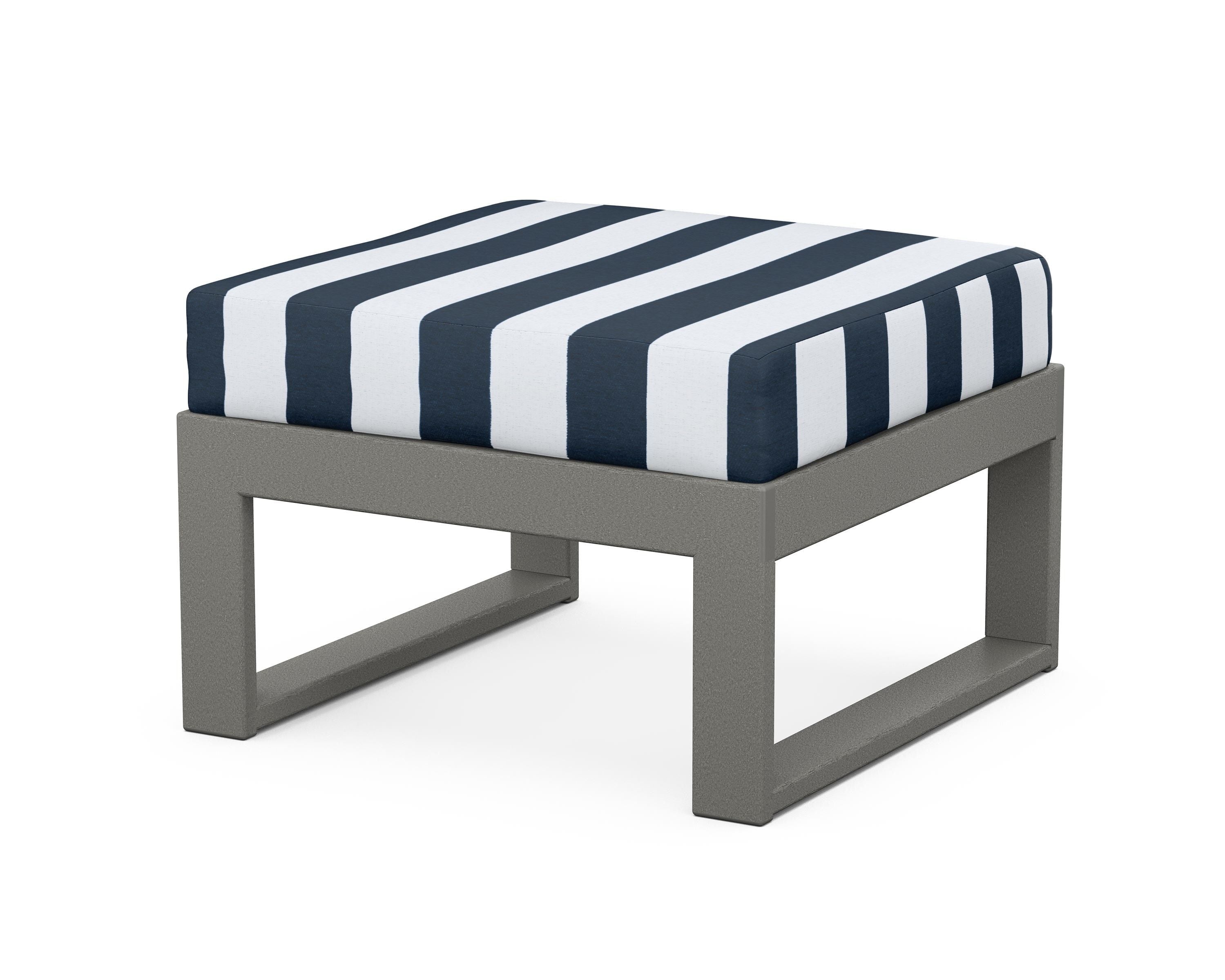 Unbranded Modular Ottoman - Modern in Slate Grey / Cabana Stripe Marine Indigo