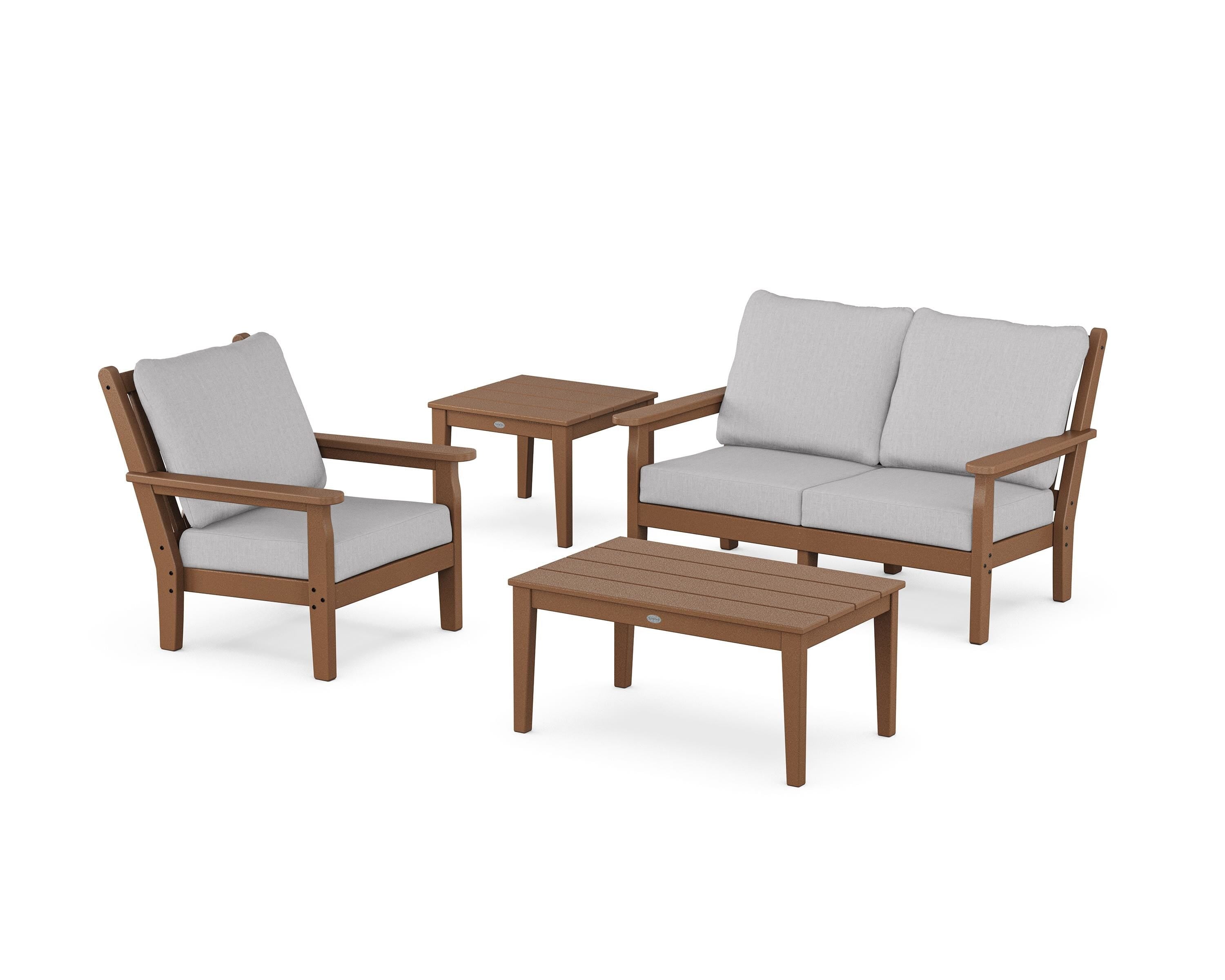 POLYWOOD® Chippendale 4-Piece Deep Seating Set in Teak / Granite