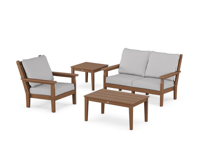 POLYWOOD® Chippendale 4-Piece Deep Seating Set in Teak / Granite