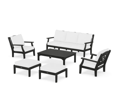 Martha Stewart by POLYWOOD® Chinoiserie 6-Piece Lounge Sofa Set in Black / Natural