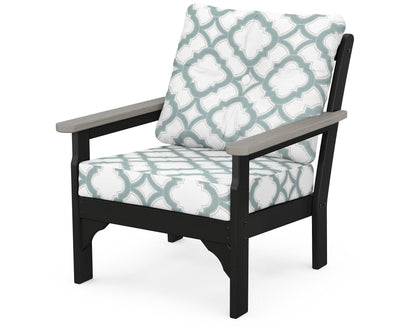 POLYWOOD® Vineyard Deep Seating Chair in Black / Driftwood / Trellis Glacier Spa