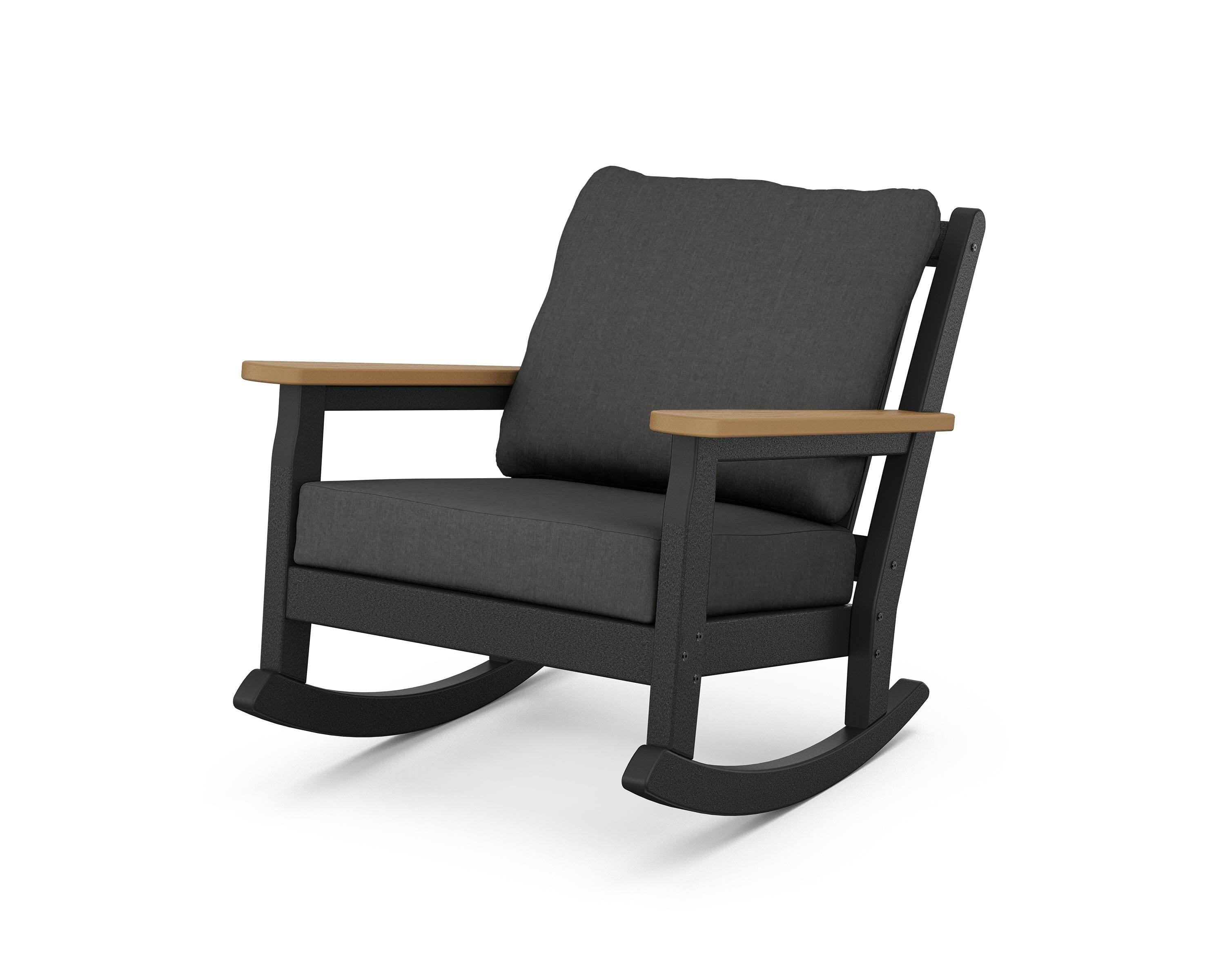 POLYWOOD® Chippendale Deep Seating Rocking Chair in Black / Natural / Spectrum Carbon