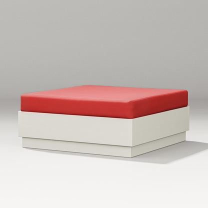 PW Designer Series Elevate Lounge Ottoman in Vintage White / Crimson Linen
