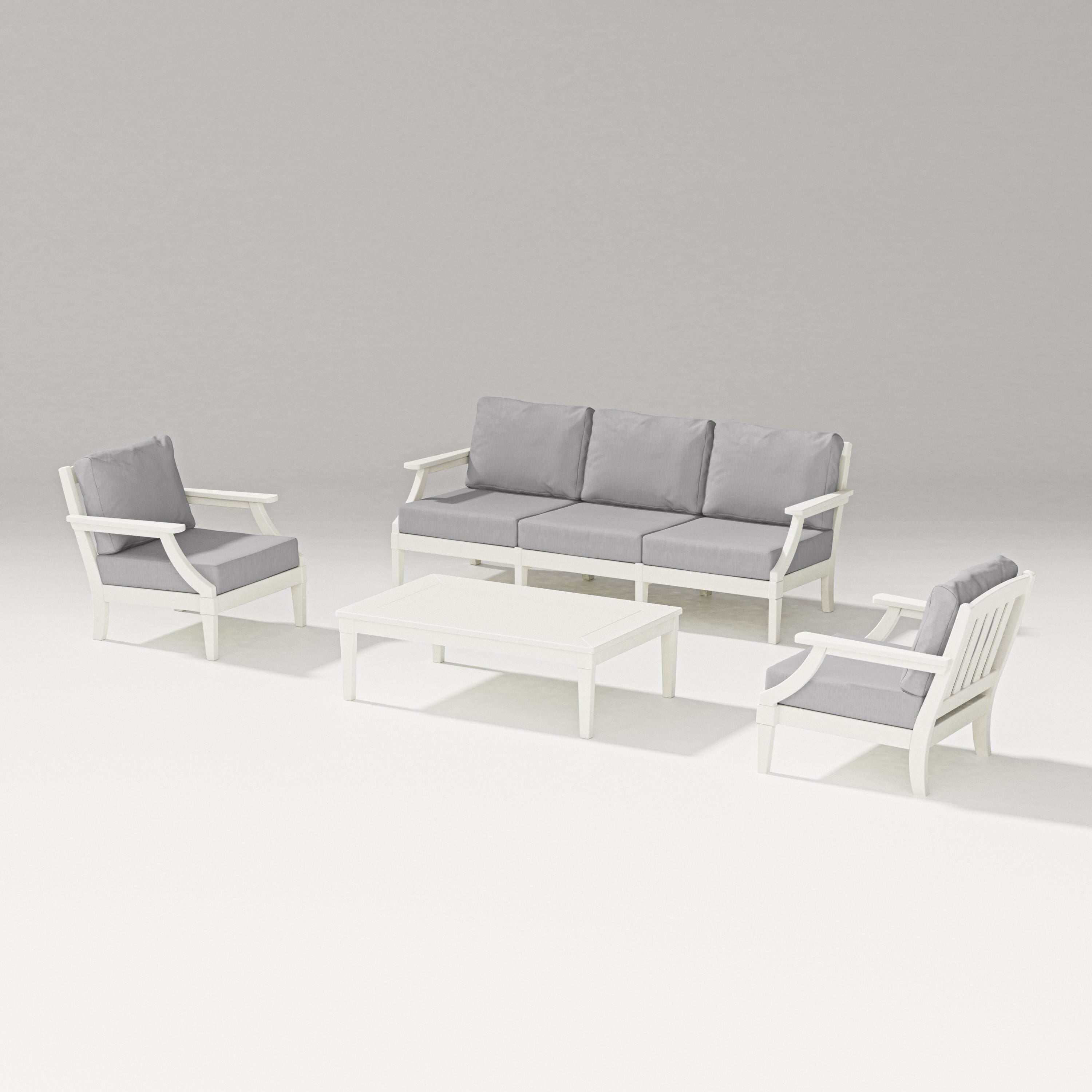PW Designer Series Estate 4-Piece Lounge Sofa Set in Vintage White / Granite