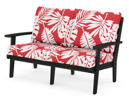 POLYWOOD® Grant Park Deep Seating Loveseat in Black / Leaf Crimson