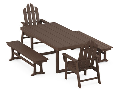 POLYWOOD® Long Island 5-Piece Dining Set with Benches in Mahogany
