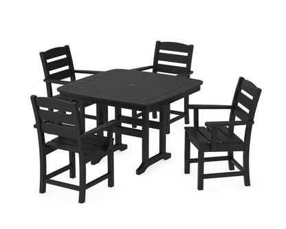 POLYWOOD® Lakeside 5-Piece Dining Set with Trestle Legs in Black