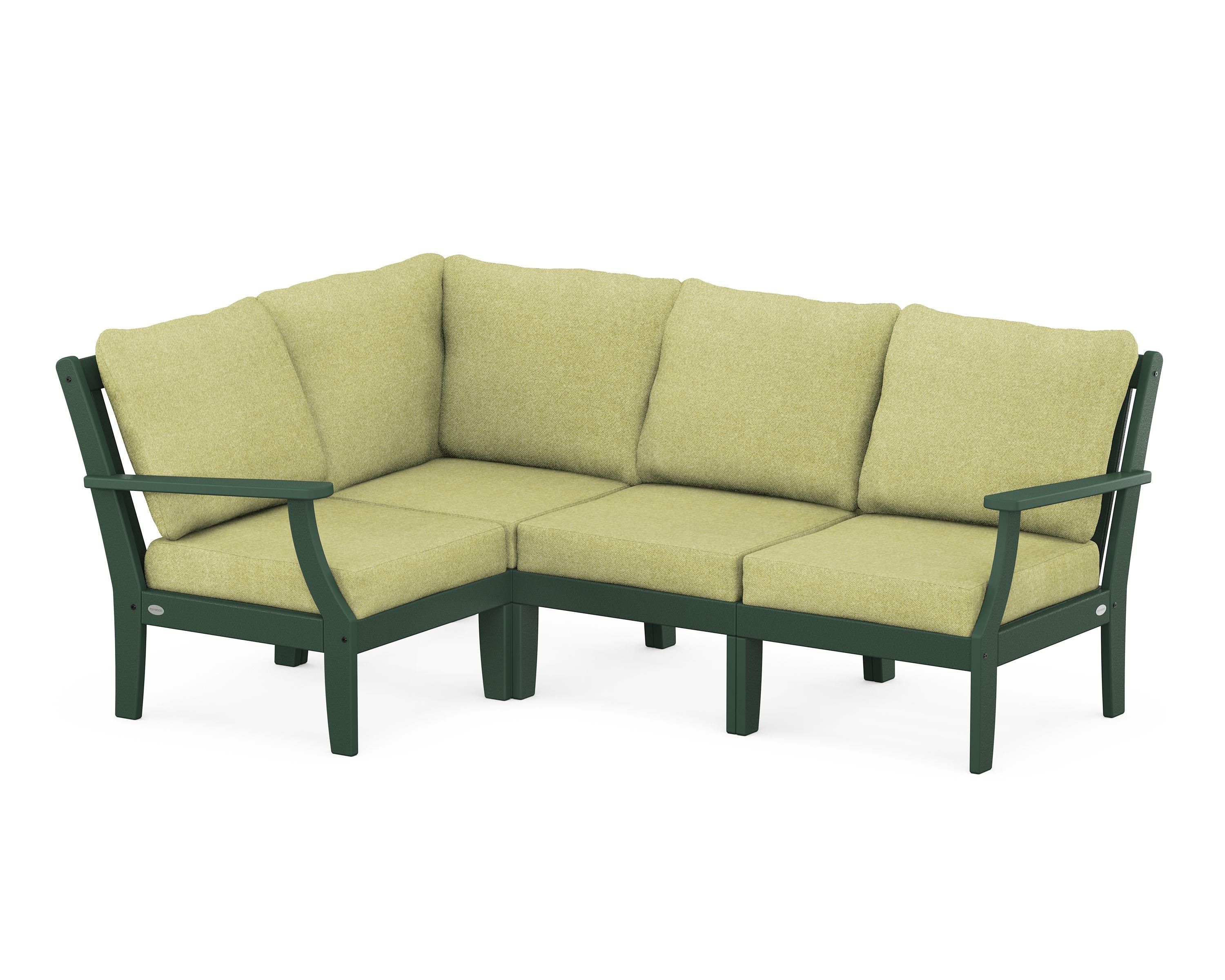 POLYWOOD® Braxton Modular 4-Piece Deep Seating Set in Green / Chartreuse Boucle
