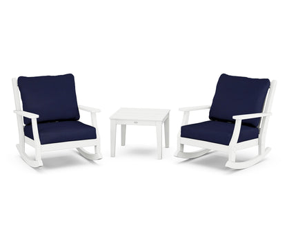 Country Living Wovendale 3-Piece Deep Seating Rocker Set in White / Navy