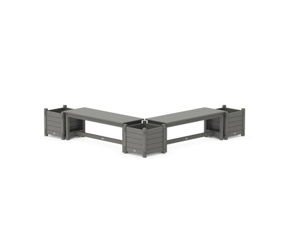 POLYWOOD® 48" Nautical L- Shaped Planter Bench Corner Set in Slate Grey