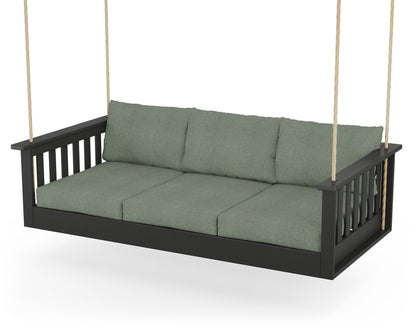 POLYWOOD® Vineyard Daybed Swing in Black / Cast Sage