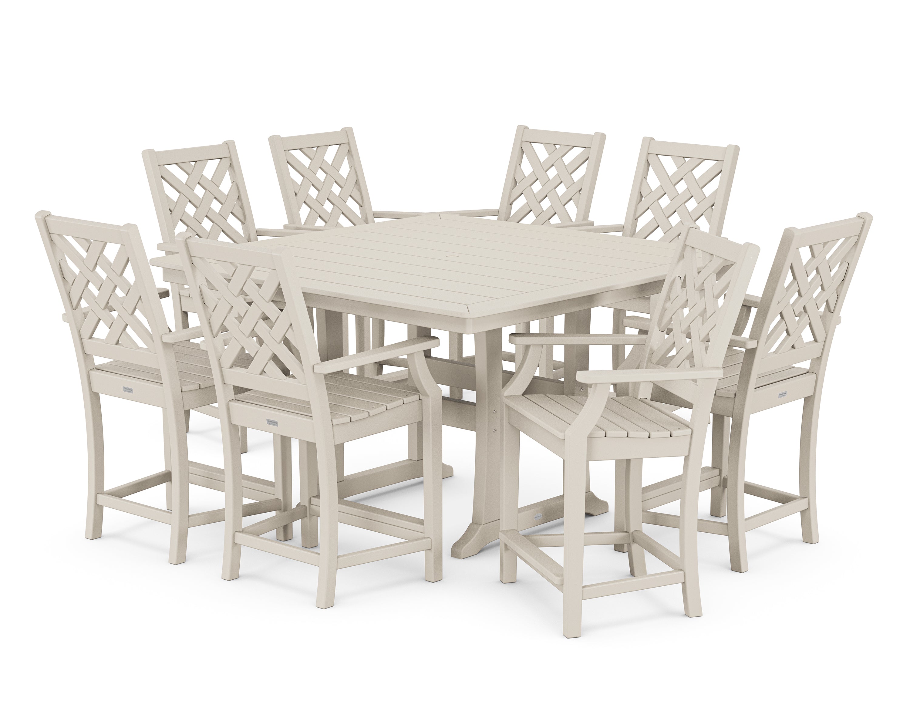 Country Living Wovendale 9-Piece Square Counter Set with Trestle Legs in Sand
