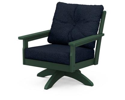 POLYWOOD® Vineyard Deep Seating Swivel Chair in Green / Marine Indigo