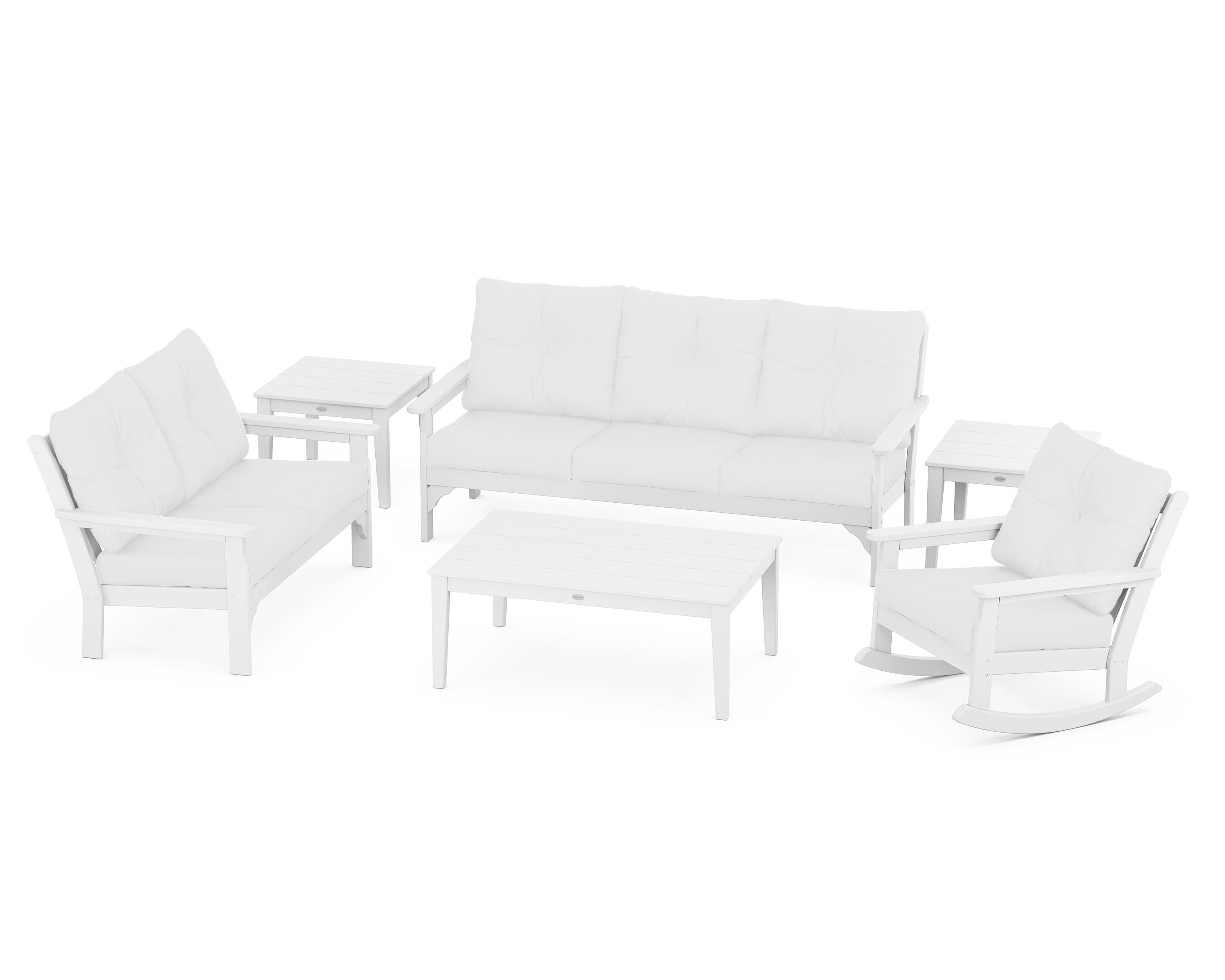 POLYWOOD® Vineyard 6-Piece Deep Seating Set in White / Natural