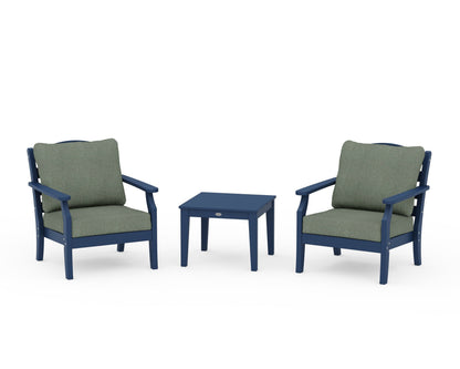 Draper James™ by  POLYWOOD® Savannah 3-Piece Deep Seating Set in Navy / Cast Sage