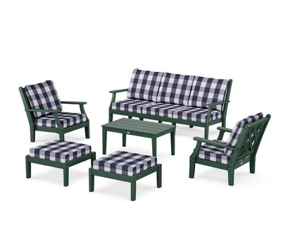 Country Living Wovendale 6-Piece Lounge Sofa Set in Green / Buffalo Plaid Navy