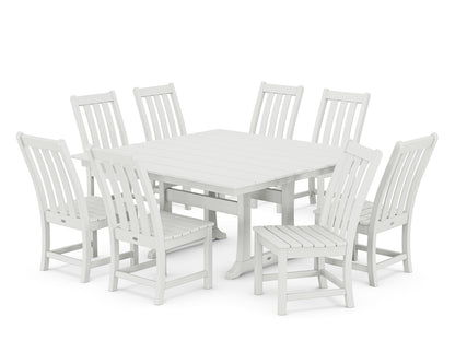 POLYWOOD® Vineyard 9-Piece Farmhouse Trestle Dining Set in White