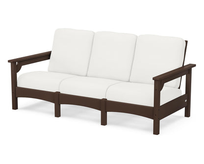 POLYWOOD® Club Sofa in Mahogany / Natural Linen